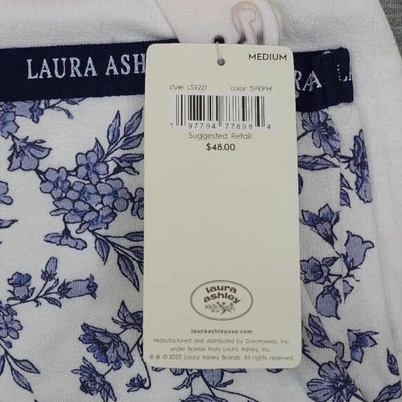 Laura Ashley 5-Pack Cotton Spandex Panties Medium Tag Free Floral & Solid Blue - Picture 6 of 13